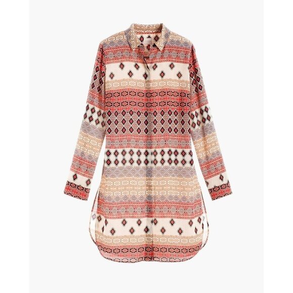 CHICO’S Exquisite Patterns Tunic Shirt Aztec Print bohemian multicolor size 2 - Picture 2 of 7